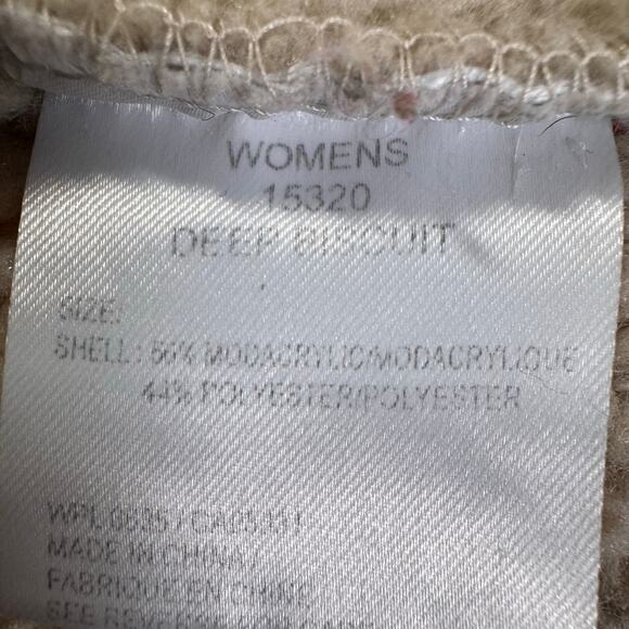 WOOLRICH Women Large Full Zip Sherpa Lined Suede Vest Deep Biscuit Western Y2K - Picture 9 of 9